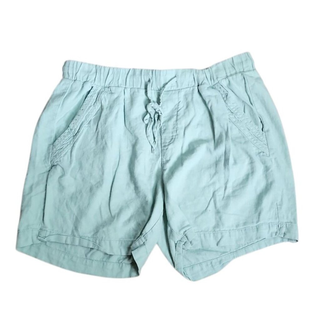 Briggs Shorts Womens Size M Medium‎ Light Green Linen Blend Pull On Comfort
